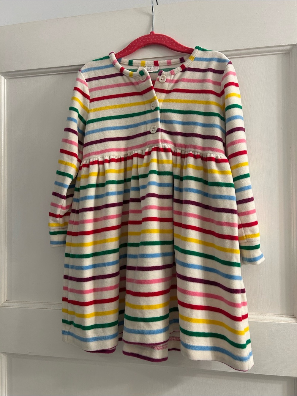 Hanna Andersson Girls Multicolor Stripe Long-Sleeve Velour Dress Size 100/4